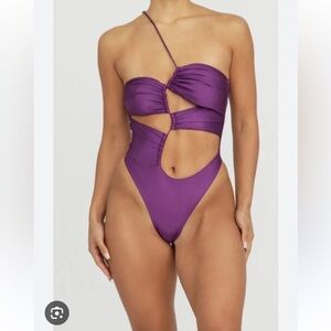 Purple Cutout One-Piece Swimsuit